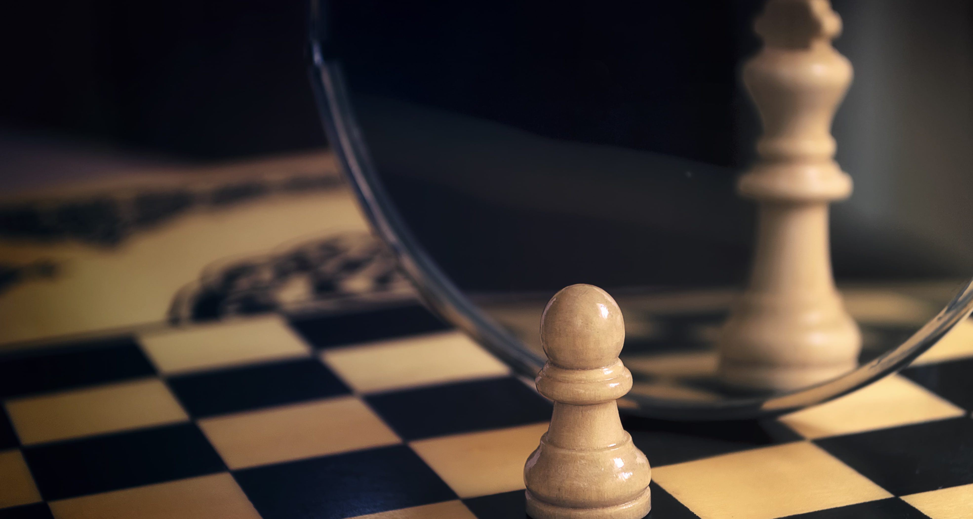 chess piece in a mirror chess piece in a mirror