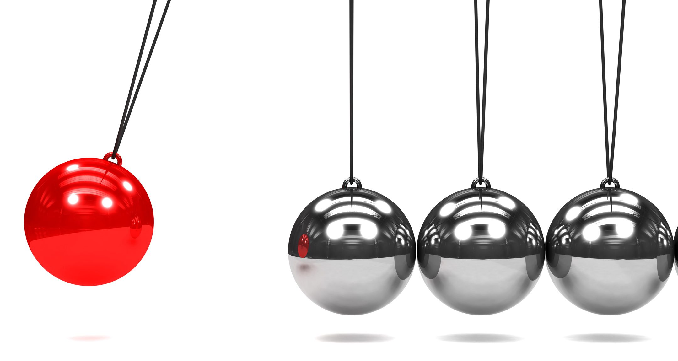 3d Newtons cradle red ball